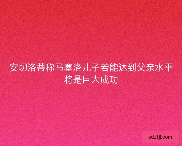 安切洛蒂称马塞洛儿子若能达到父亲水平将是巨大成功