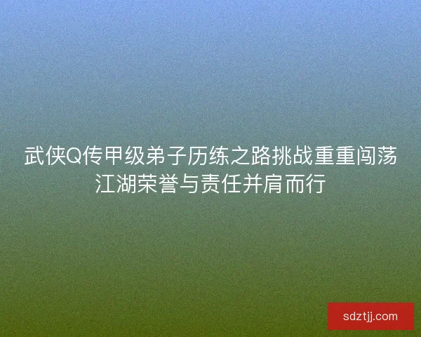 武侠Q传甲级弟子历练之路挑战重重闯荡江湖荣誉与责任并肩而行