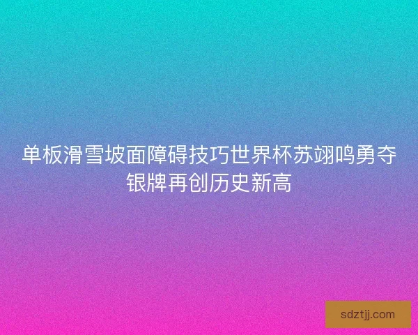 单板滑雪坡面障碍技巧世界杯苏翊鸣勇夺银牌再创历史新高