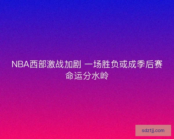 NBA西部激战加剧 一场胜负或成季后赛命运分水岭