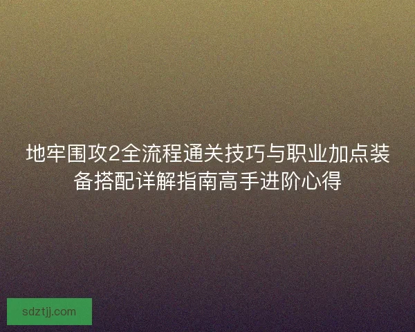地牢围攻2全流程通关技巧与职业加点装备搭配详解指南高手进阶心得